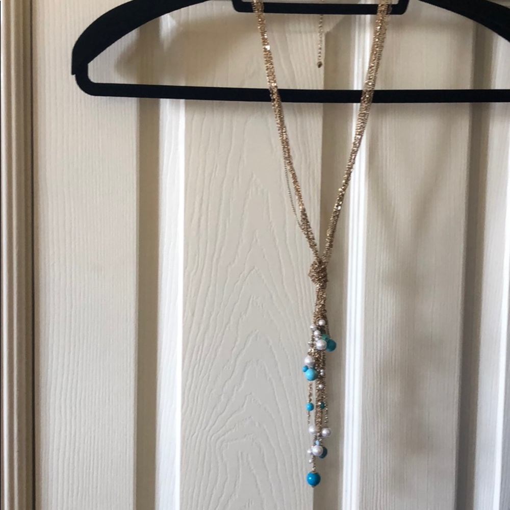 Turquoise gold metal necklace